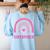 Ser Bilingue Es Un Superpoder Spanish Teacher Esl Teacher Women's Sweatshirt Back Print Light Blue