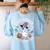Silly Goose Spooky Teacher Club Halloween Witch Ghost Women's Sweatshirt Back Print Light Blue