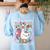 Silly Goose Teacher Club Animal Lover Groovy Teacher Women's Sweatshirt Back Print Light Blue