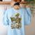 Skeleton Book Floral Skull Halloween Teacher Costume Women's Sweatshirt Back Print Light Blue Skeleton Book Floral Skull Halloween Teacher Costume Women's Sweatshirt Back Print Light Blue