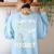 Skeleton Music Teacher I'Ll Wait Until It's Quiet Women's Sweatshirt Back Print Light Blue