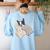 Sleepy Boston Terrier Pajama Men Women Kids Women's Sweatshirt Back Print Light Blue
