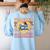 Social Studies Teacher Pencil Heart Leopard Back To School Women's Sweatshirt Back Print Light Blue