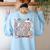 Spooky Music Teacher Halloween Music Teaching Men Women Women's Sweatshirt Back Print Light Blue