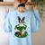 St Patrick's Day Leprechaun Boston Terrier Dog Shamrock For Men Women Kids Women's Sweatshirt Back Print Light Blue