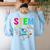 STEM Science Technology Engineering Math Teacher Women's Sweatshirt Back Print Light Blue