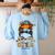 STEM Teacher Messy Bun Fall Vibes Autumn Thanksgiving Men Women Women's Sweatshirt Back Print Light Blue