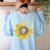 Sunflower Puzzle Pieces Autism Awareness For Mom Teacher For Women Women's Sweatshirt Back Print Light Blue