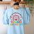 It Takes A Big Heart To Shape Little Minds Teacher Assistant Women's Sweatshirt Back Print Light Blue