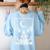 Tarot Card Vintage Crescent Moon Boston Terrier Dog Mom Women's Sweatshirt Back Print Light Blue