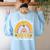 I Teach The Cutest Bees In The Beehive Teachers Day Women's Sweatshirt Back Print Light Blue