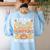 I Teach The Cutest Pumpkins Tshirt Halloween Teacher Women's Sweatshirt Back Print Light Blue