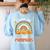 I Teach The Cutest Pumpkins In The Patch Teacher Halloween Women's Sweatshirt Back Print Light Blue