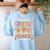 I Teach The Cutest Pumpkins In The Patch Teacher Retro Women's Sweatshirt Back Print Light Blue