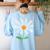 Teach Love Inspire Teachers Inspirational Flower Teachers Women's Sweatshirt Back Print Light Blue