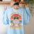 I Teach In My Pajamas Teacher Sunset Bear Retro Women's Sweatshirt Back Print Light Blue