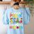 I Teach Pre-K Superheroes Students Teacher Back To School Women's Sweatshirt Back Print Light Blue
