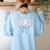 Teach Teacher Coquette Bow Pencil Back To School First Day Women's Sweatshirt Back Print Light Blue Teach Teacher Coquette Bow Pencil Back To School First Day Women's Sweatshirt Back Print Light Blue