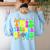 This Teacher 80s 90s Teachers's Day Glows Last Day Of School Women's Sweatshirt Back Print Light Blue