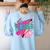 Teacher 90s Retro Colorful Teacher Of The 90s Back To School Women's Sweatshirt Back Print Light Blue