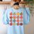 Teacher Apple Back To School Art For School Supplies Women's Sweatshirt Back Print Light Blue Teacher Apple Back To School Art For School Supplies Women's Sweatshirt Back Print Light Blue