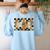 Teacher Appreciation Boho Floral Leopard Checkered Women's Sweatshirt Back Print Light Blue Teacher Appreciation Boho Floral Leopard Checkered Women's Sweatshirt Back Print Light Blue