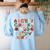 Teacher Christmas Alphabet Back To School Holiday Learning Women's Sweatshirt Back Print Light Blue Teacher Christmas Alphabet Back To School Holiday Learning Women's Sweatshirt Back Print Light Blue