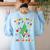 Teacher Christmas Shirts Pajama Matching Rockin' Around The Classroom -Adult Short Sleeve Small Modern Festive Christmas Teacher Xmas Vibes T-Shirt Women's Sweatshirt Back Print Light Blue