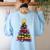 Teacher Crayon Christmas Tree Lights Student School Xmas Women's Sweatshirt Back Print Light Blue