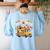 Teacher Halloween School Bus Driver Cute Ghost Witch Party Women's Sweatshirt Back Print Light Blue