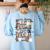 Teacher Library Ghost Reading Book Halloween Cat Women's Sweatshirt Back Print Light Blue Teacher Library Ghost Reading Book Halloween Cat Women's Sweatshirt Back Print Light Blue