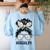 Teacher Para Life Tee Paraprofessional Cute Messy Bun Women's Sweatshirt Back Print Light Blue