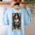 The Teacher Skeleton Tarot Card Women's Sweatshirt Back Print Light Blue The Teacher Skeleton Tarot Card Women's Sweatshirt Back Print Light Blue