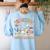 Teaching Future Leaders Teacher Back To School Cute Goose Women's Sweatshirt Back Print Light Blue