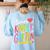 Team Kindergarten Teacher Student Back To School Women's Sweatshirt Back Print Light Blue