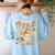 Team TK Crew Preppy Coquette Bow Pumpkin Fall TK Teacher Women's Sweatshirt Back Print Light Blue