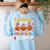 Thankful For My Kindergarten Turkeys Thanksgiving Teacher Women's Sweatshirt Back Print Light Blue