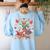 Thanksgiving Teacher Books Turkey Reading Book Women's Sweatshirt Back Print Light Blue Thanksgiving Teacher Books Turkey Reading Book Women's Sweatshirt Back Print Light Blue