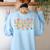 Think Happy Thoughts Teens Spring Positive Message Teachers For Men Women Girls Kids Women's Sweatshirt Back Print Light Blue