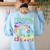 Tie Dye Teaching Social Studies Is My Jam Sunglasses Teacher Women's Sweatshirt Back Print Light Blue