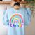 Tiny Human Tamer Watercolor Rainbow Daycare Teacher Women's Sweatshirt Back Print Light Blue Tiny Human Tamer Watercolor Rainbow Daycare Teacher Women's Sweatshirt Back Print Light Blue