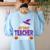 Tired Teacher Costume For Halloween Teachers Women's Sweatshirt Back Print Light Blue Tired Teacher Costume For Halloween Teachers Women's Sweatshirt Back Print Light Blue