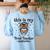 This Is My Tired Teacher Costume Skull Halloween Messy Bun Women's Sweatshirt Back Print Light Blue This Is My Tired Teacher Costume Skull Halloween Messy Bun Women's Sweatshirt Back Print Light Blue