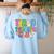 Tired Teachers Club Groovy Teachers Back To School Women's Sweatshirt Back Print Light Blue