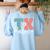 TK Vibes Back To School Teachers Students TK Team Women's Sweatshirt Back Print Light Blue