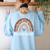 Toddler Teacher Rainbow Leopard Infant Teacher Men Women Women's Sweatshirt Back Print Light Blue Toddler Teacher Rainbow Leopard Infant Teacher Men Women Women's Sweatshirt Back Print Light Blue