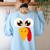 Turkey Face Halloween Costume Thanksgiving Teacher Nurse Women's Sweatshirt Back Print Light Blue