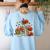 Turkey Reading Books Fall Thanksgiving Teacher Librarian Women's Sweatshirt Back Print Light Blue Turkey Reading Books Fall Thanksgiving Teacher Librarian Women's Sweatshirt Back Print Light Blue