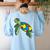 Turtle Puzzle Pieces For Autism Awareness Kids Women Teacher Women's Sweatshirt Back Print Light Blue