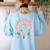 Twinning With My Teacher Bestie Rainbow Matching Teachers Women's Sweatshirt Back Print Light Blue